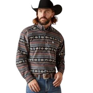 NEW Ariat Western Aztec Print Noland Cotton Shirt Black Size S